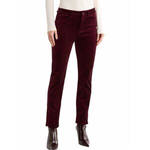 PAIGE Women’s Cindy High Rise Straight Leg Velvet Jeans Dark Oxblood Size 24